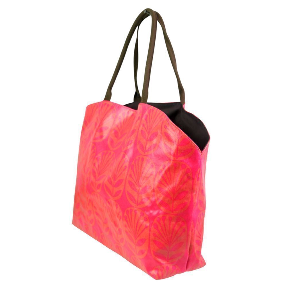 LARGE Sigrid Olsen COATED PINK COTTON BLEND SHOULDER BAG HANDBAG TOTE CARRY ON - Picture 3 of 14